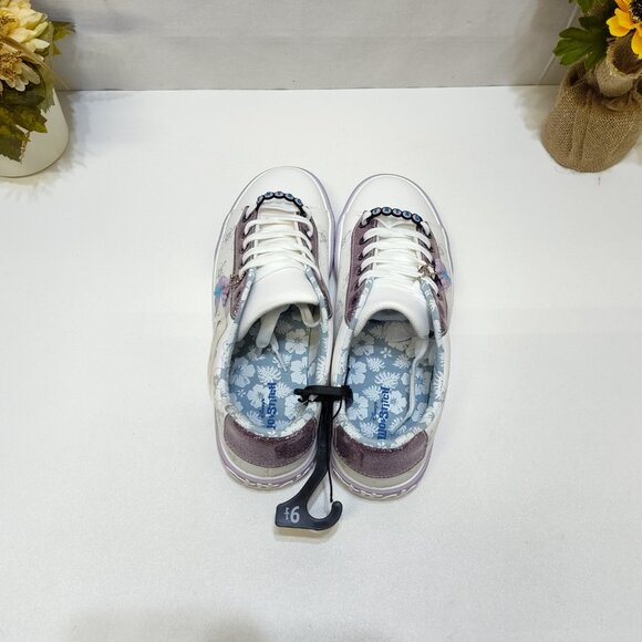 Disney Stitch Low Top Sneakers Womens 9.5 Lace-Up Glitter Accents Charm Keychain - Picture 7 of 9